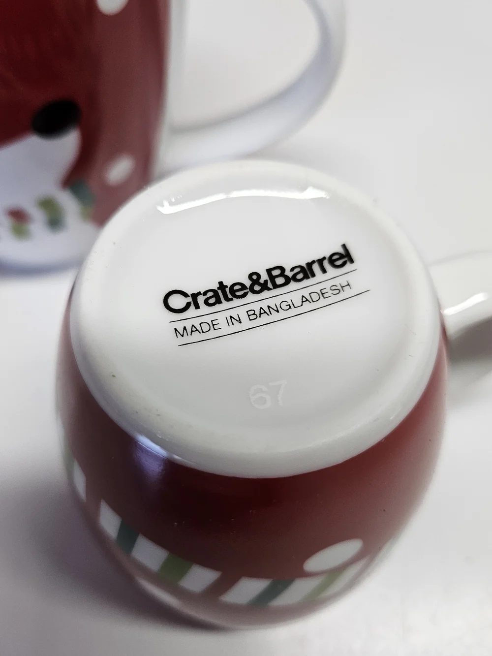 Crate & Barrel Red Ceramic Reindeer Christmas Mommy and Me Mug Set 6 & 12 OZ
